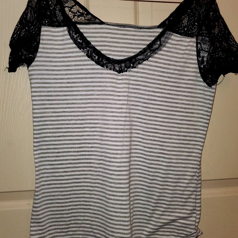 Black and white striped top